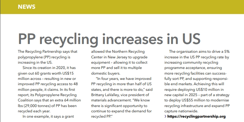 ABD'de PP geri dönüşümü artıyor